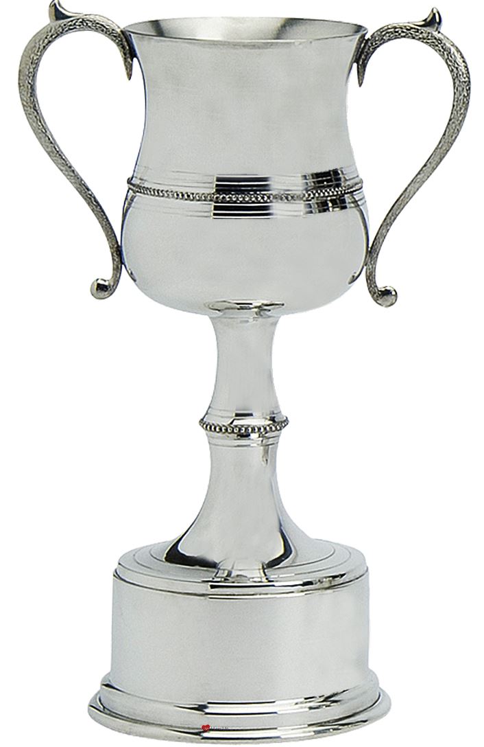 Pewter Sporting Trophy 10inch Polished Beaded Style Football, Rugby, Rowing