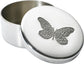 Pewter Trinket Box Single Butterfly Design Georgian Shaped Perfect for Engraving