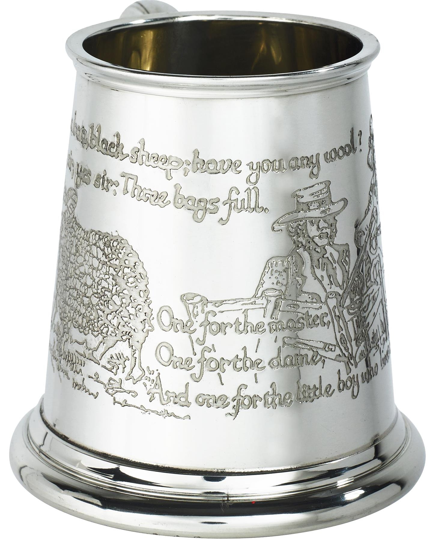 Quarter Pint Mug Baa Black Sheep Christening Gift Pewter Tankard Scroll Handle