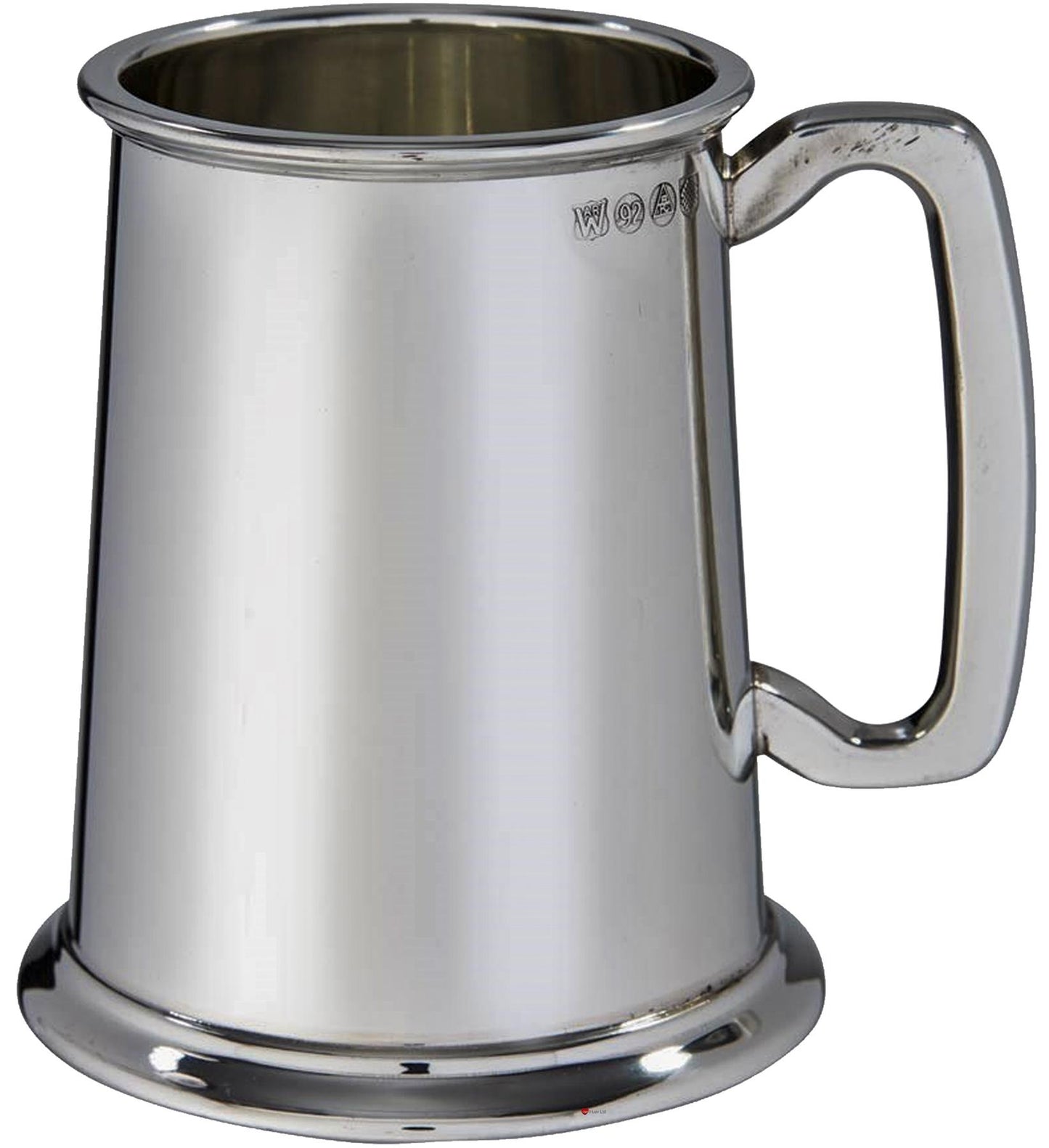 1 Pint Pewter Plain Tankard Square Handle and Glass Base Perfect for Engraving