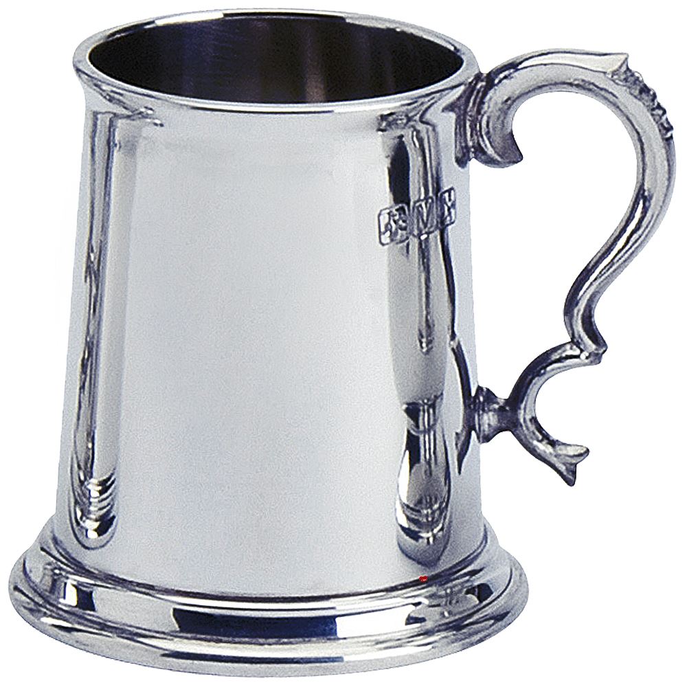 half pt Tankard Pewter Scottish Shape Plain Wide Base EngravablePolished