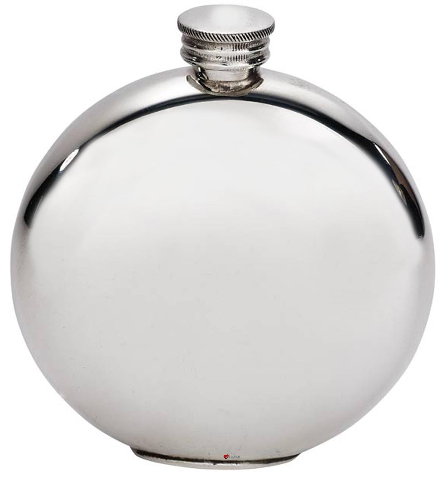 Round 6oz Pewter Flask with Unique Colour Picture Grouse Bright Polished Screw