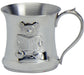 Child's Christening Tankard Pewter Teddy Bear Motif with Handle Concave Shape