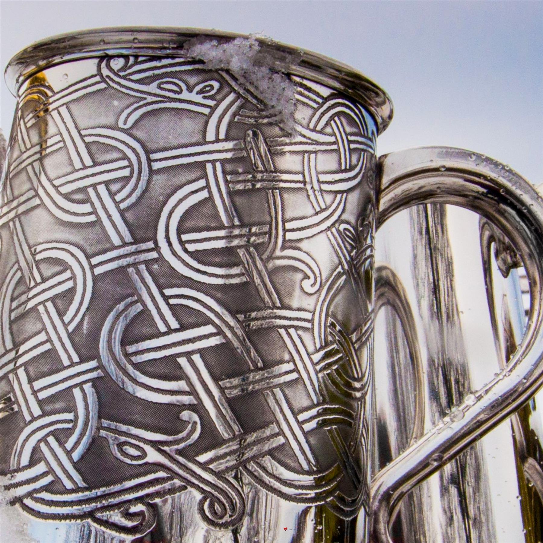 1 Pint Pewter Tankard with Celtic Knot Design Swan Handle