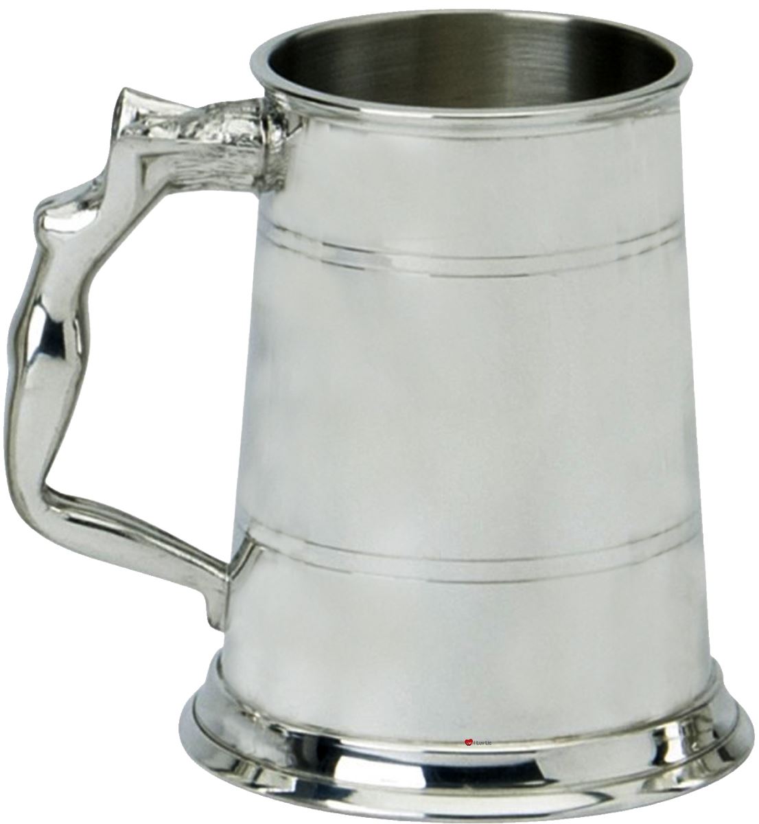 Pewter Tankard Handmade 1pt Double Band Nymph Woman Handle Engravable