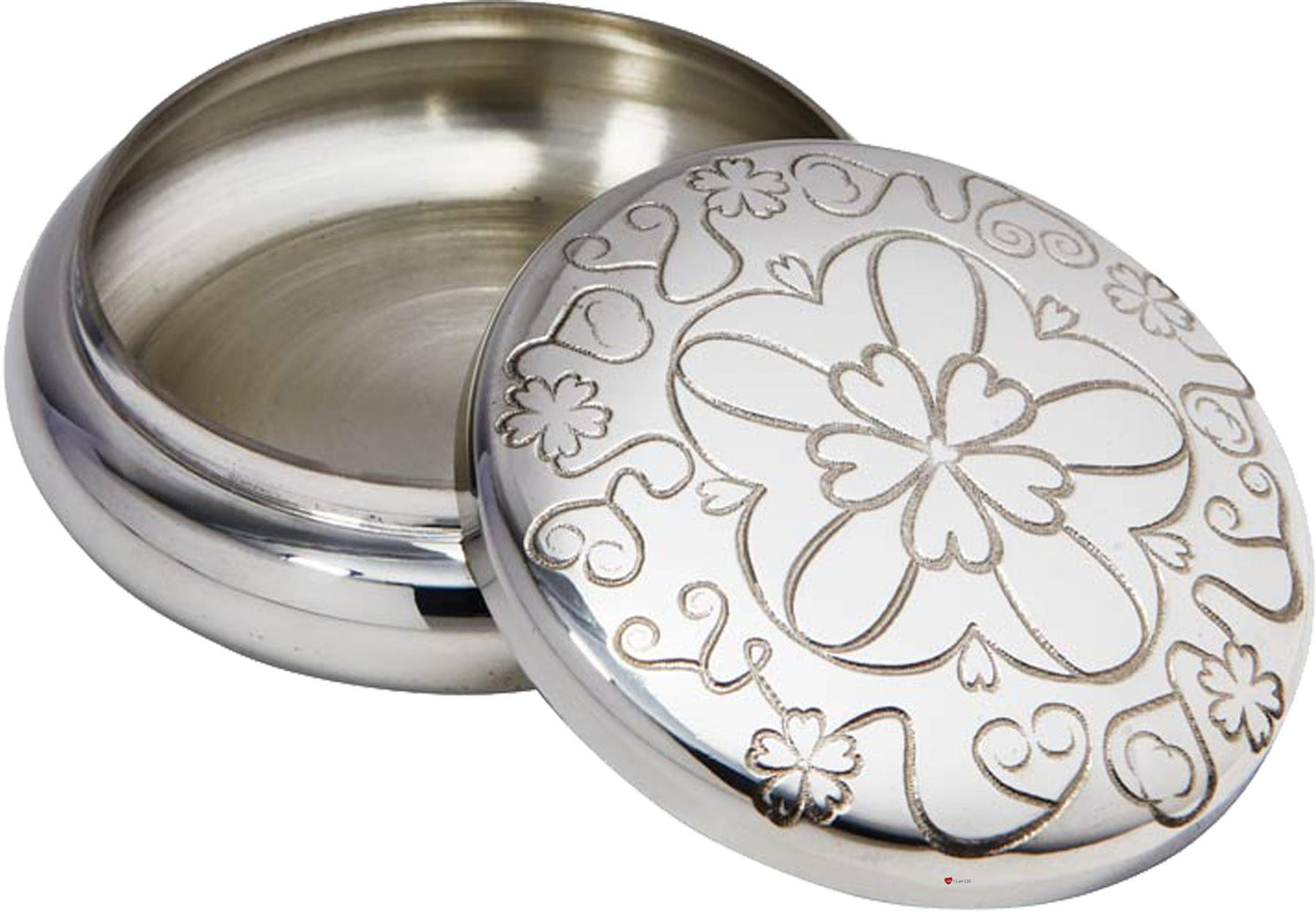 Pewter Trinket Box Embossed Yorkshire Rose Design on Lid Georgian Shaped