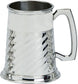 Pewter Tankard Handmade 1pt Ripple Design Polished Finish Ornate Handle