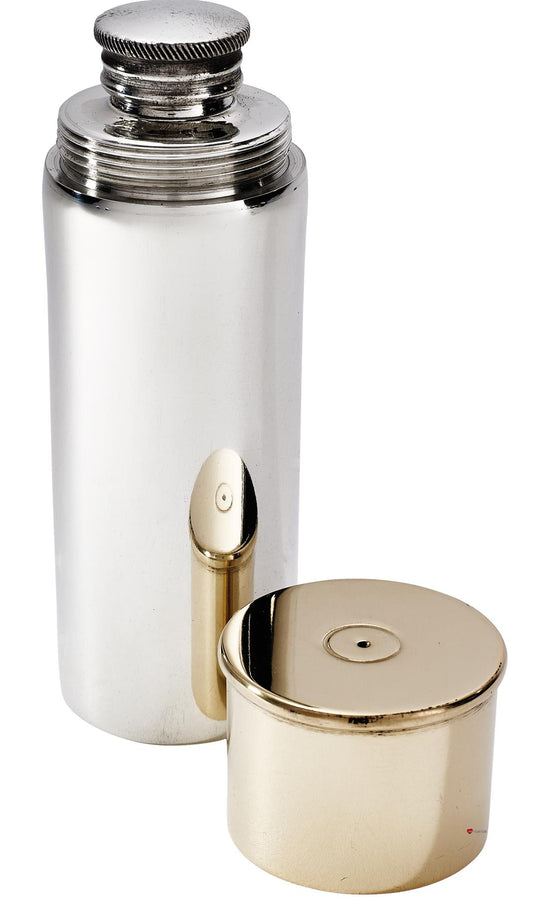 Pewter 4oz Flask as Shotgun Cartridge with Brass Screw Perfect for Engraving