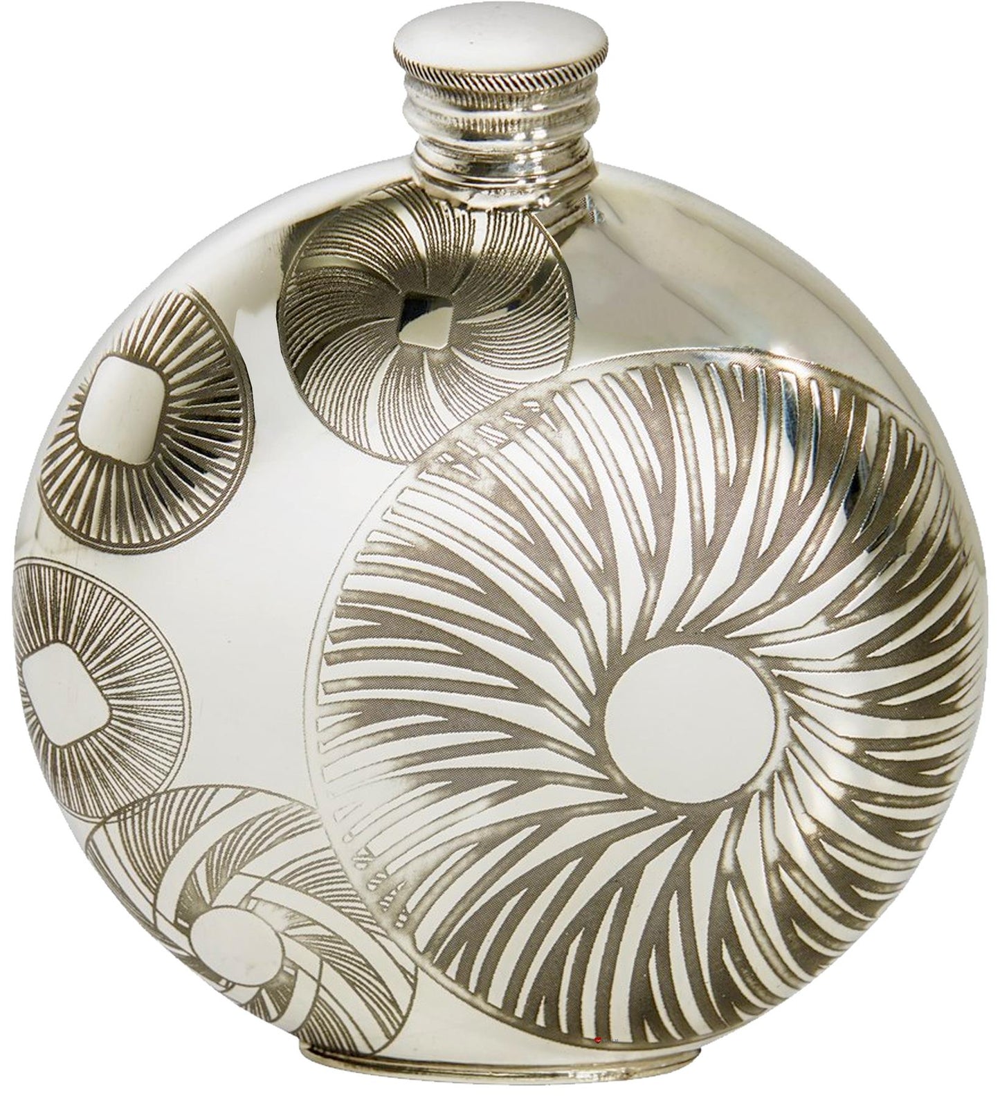 6oz Round Flask Millstones Design Bright Polished Screw Perfect for Engraving