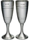 Pair of Celebration Champagne Flutes Wedding Part Finish Band in Center Pewter