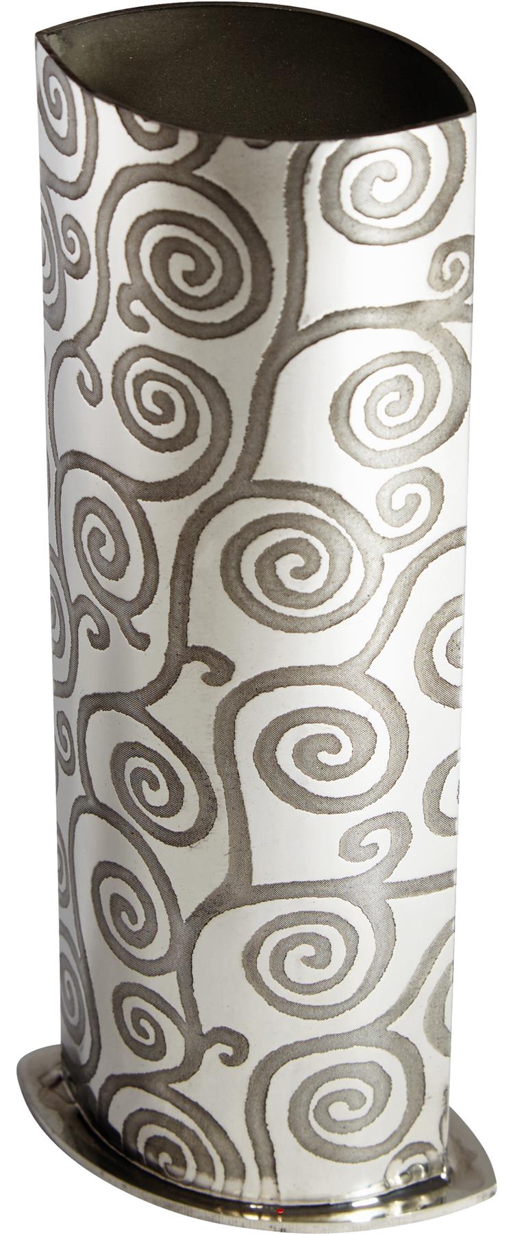 Medium Pewter Vase Embossed all over with Tree of Life Pattern Bright Finish