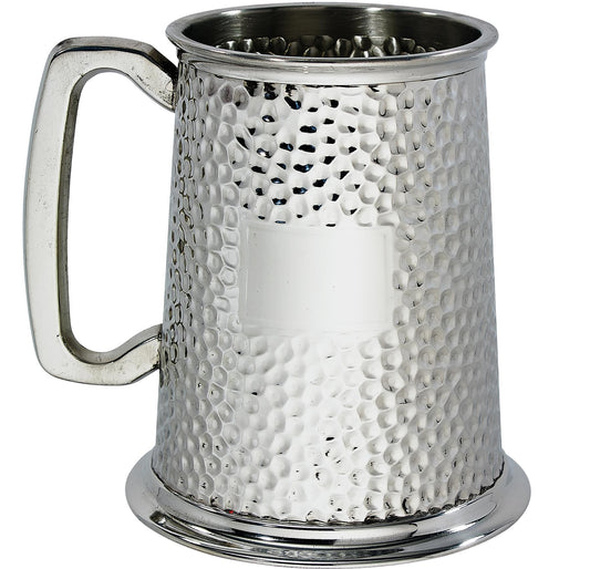 Pewter Tankard 1 Pint All Hammered Finish with Space Perfect for Engraving