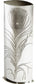 Large Pewter Vase Embossed Single Peacock Feather Pattern Bright Polished Finish