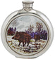 Round 6oz Pewter Hip Flask with Unique Colour Picture Boar Bright Polished Screw