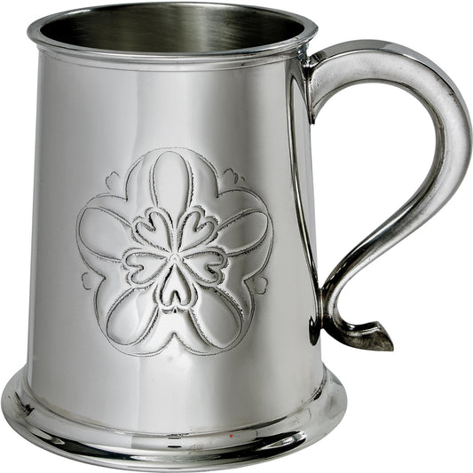 Pewter Tankard 1 Pint Embossed Yorkshire Rose Perfect for Engraving