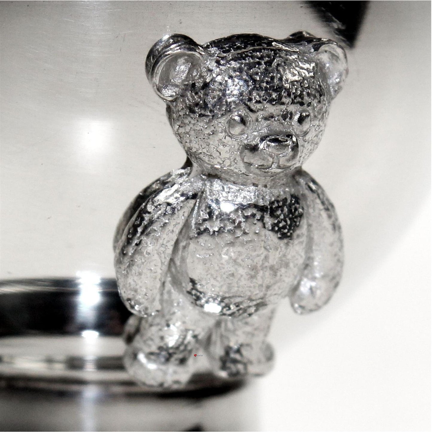 Child's Teddy Bear Egg Cup and Spoon Pewter Teddy Bear Perfect for Engraving