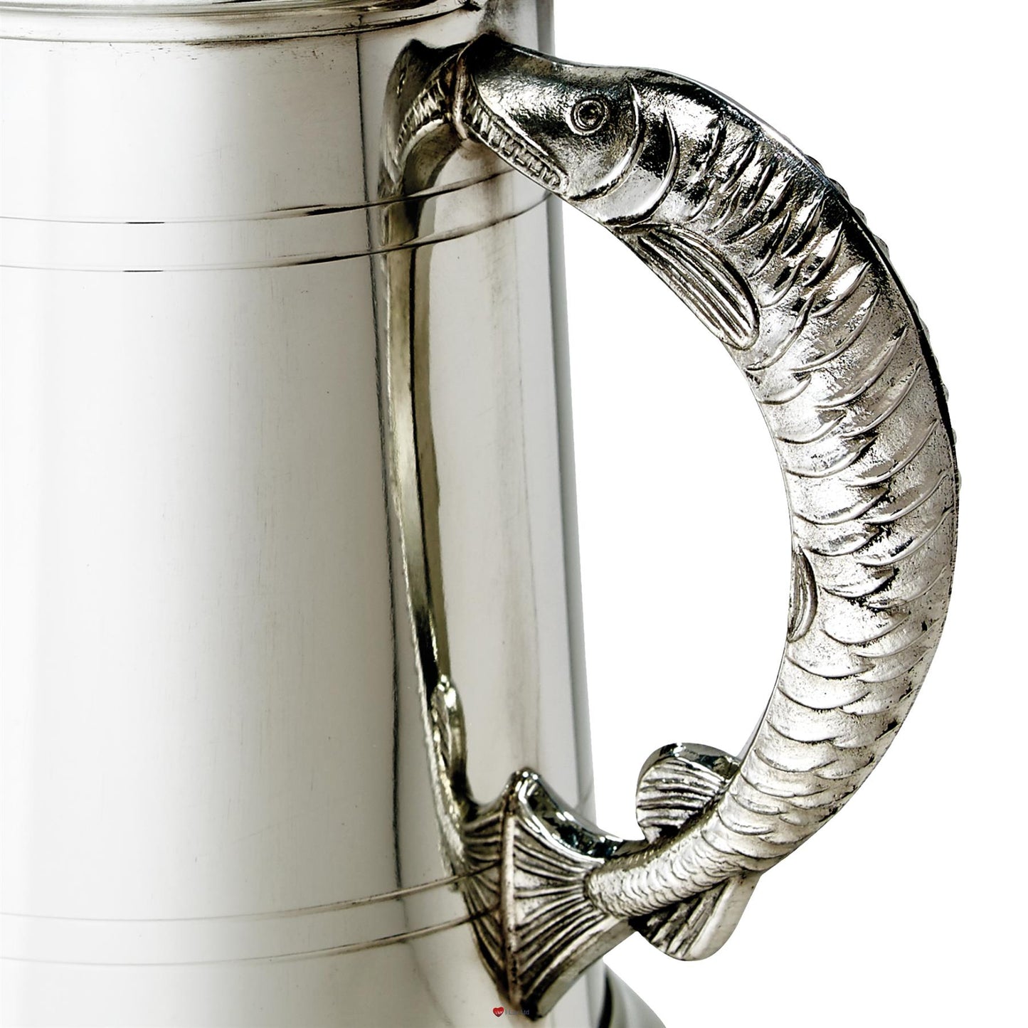 Pewter Tankard 1 Pint Plain Double Lines Fish Handle Perfect for Engraving