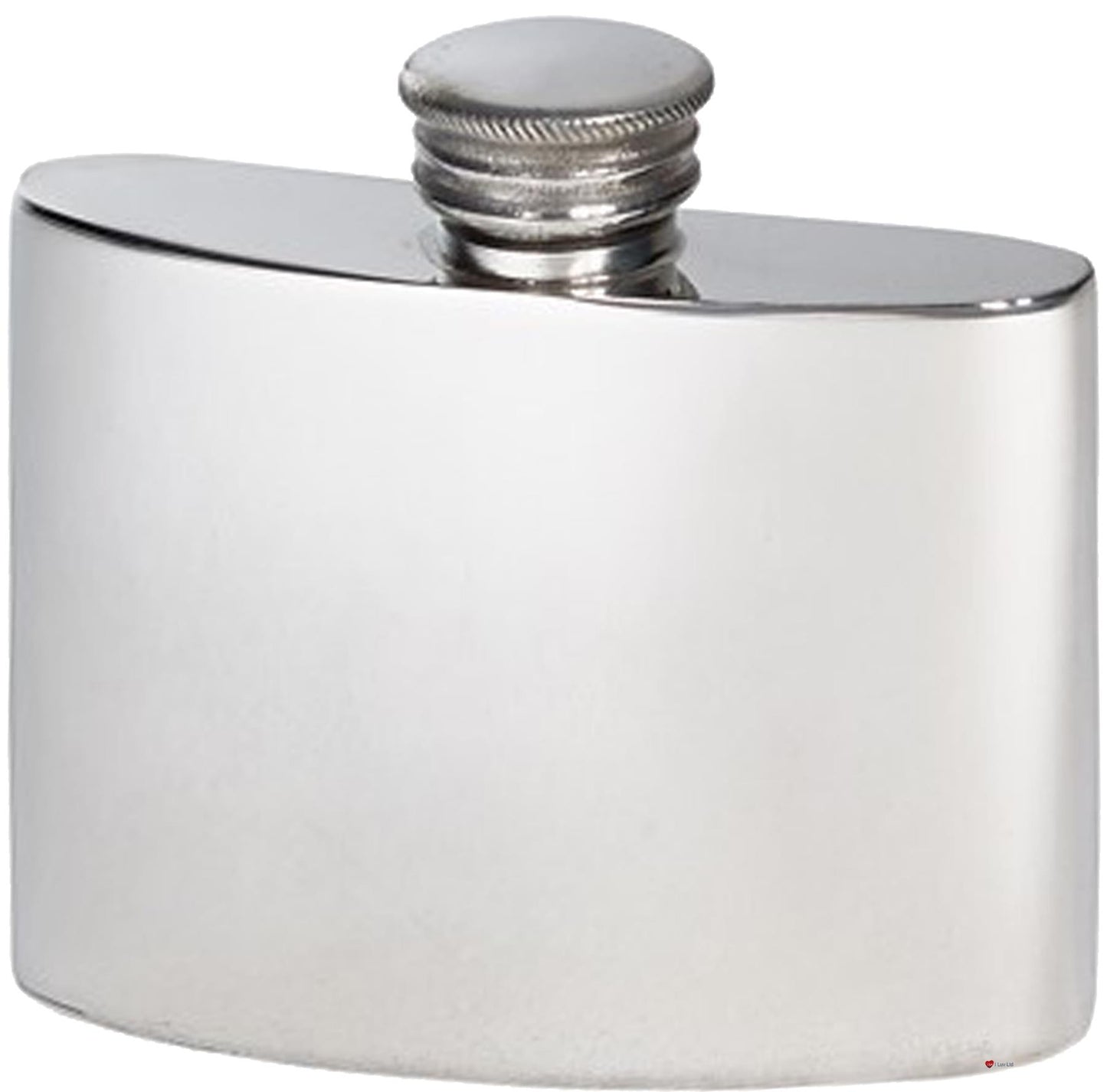 2oz Pewter Flask Kidney Shaped in Plain Polished Screw Top Perfect for Engraving