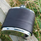 6oz Pewter Flask with Leather Band Fitted Polished Screw Perfect for Engraving