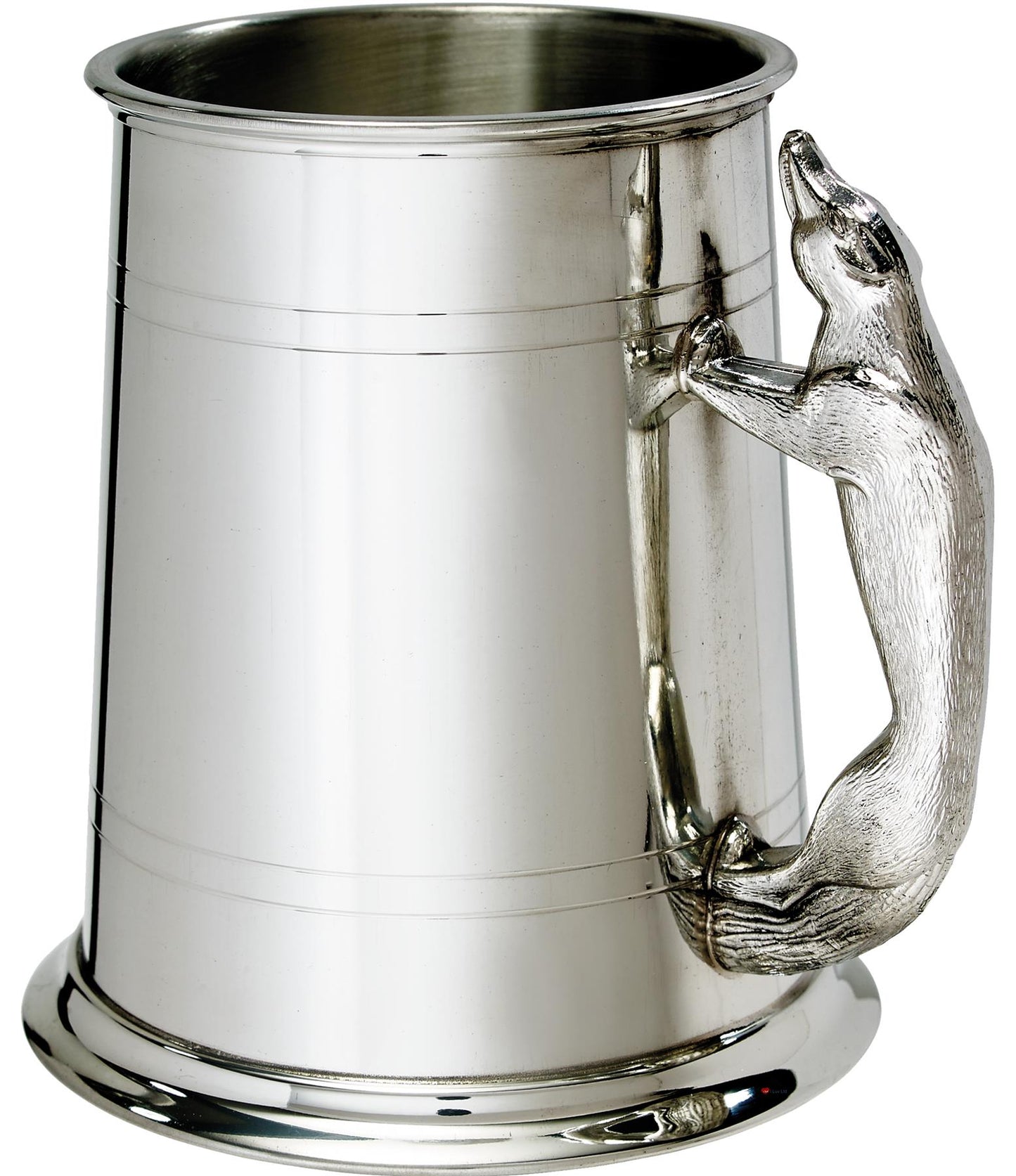 Pewter Tankard 1 Pint Plain Double Lines Fox Handle Perfect for Engraving