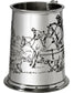 Tankard 1 Pint British Hunting Scene Embossed on Front and Back Scroll Handle