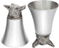 Pewter Jigger Cup Measure Stirrup Cup with Fox Head 3 oz Perfect for Engraving