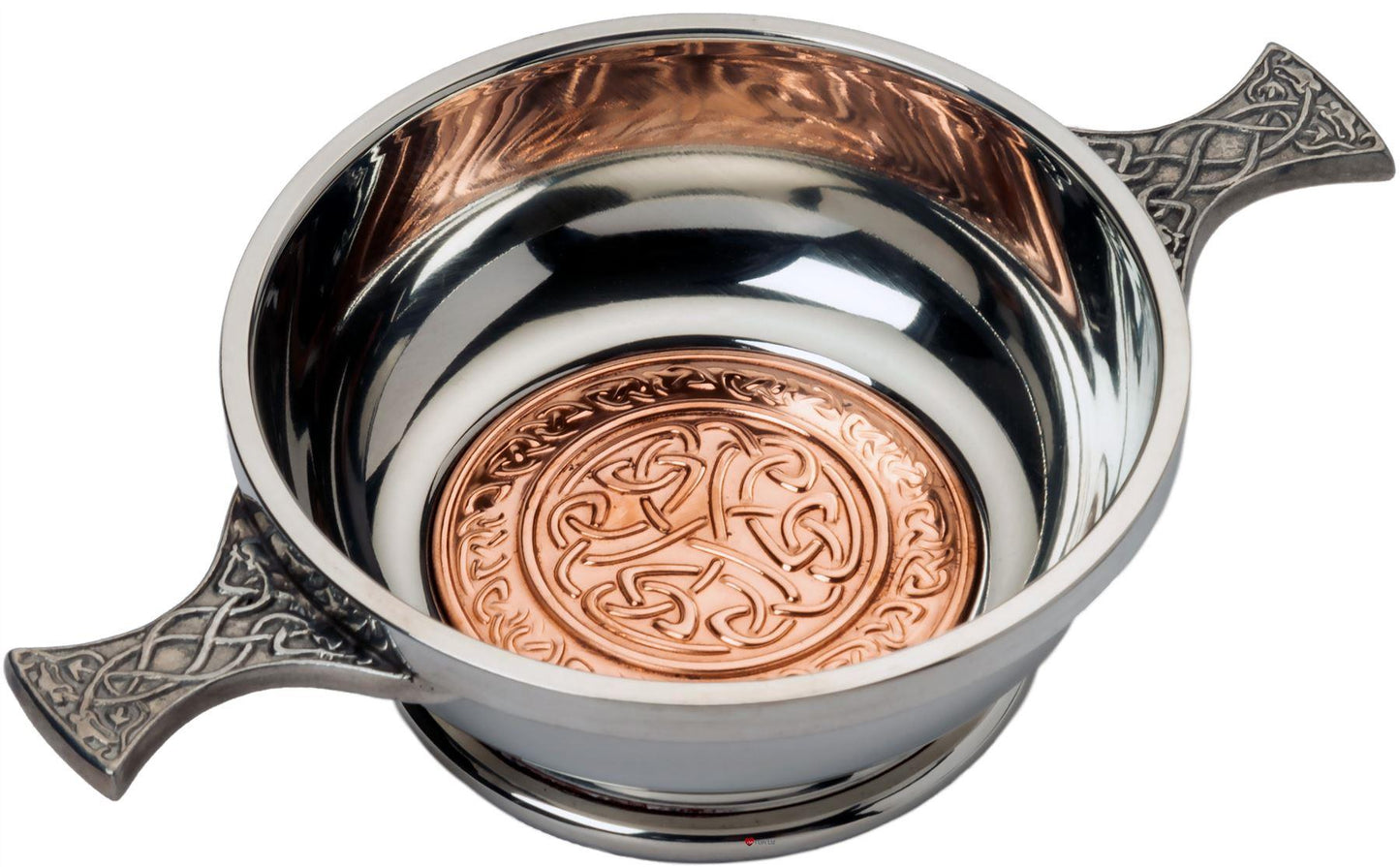 2" 4" Quaich with Scottish Celtic Design Copper Insert Celtic Design Handles