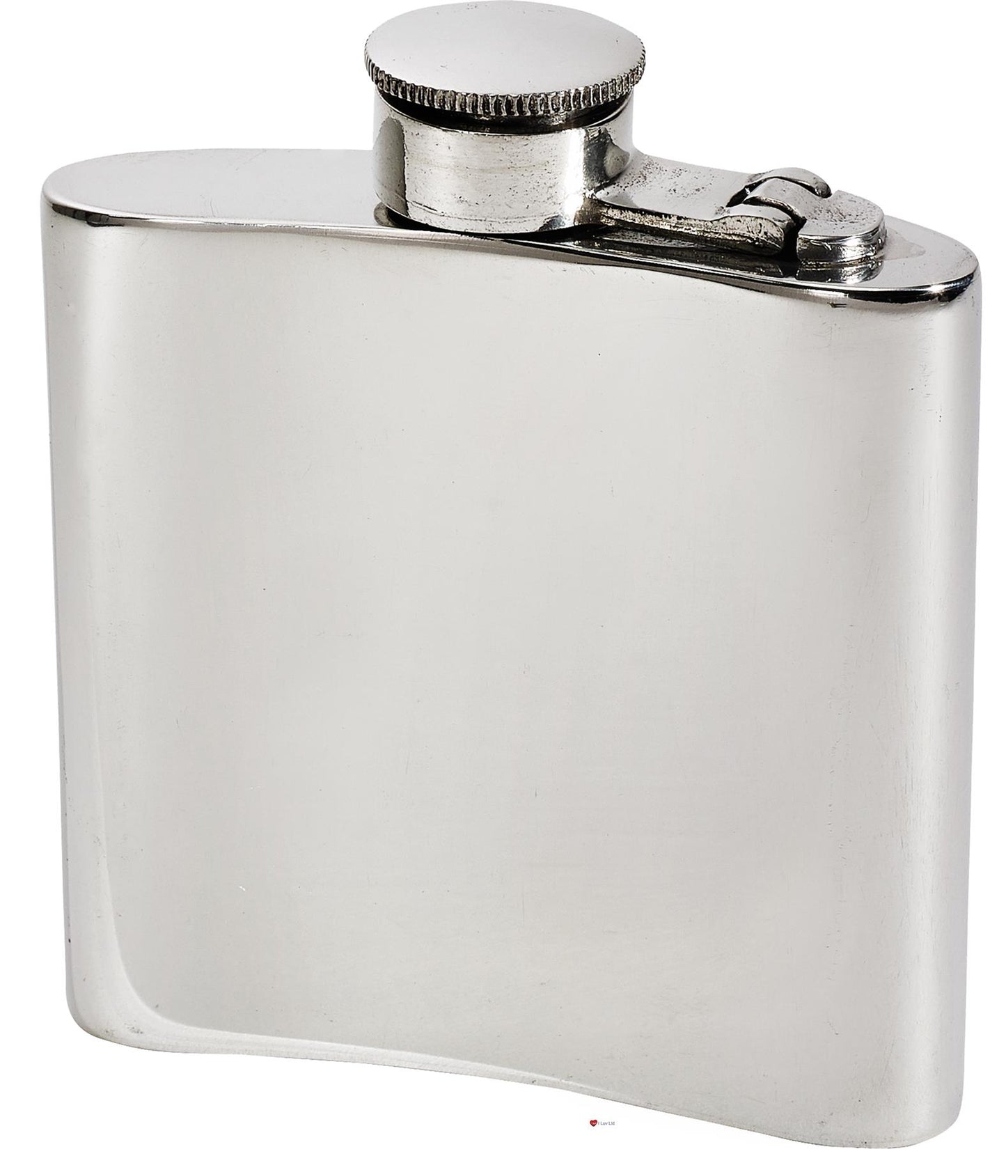 4oz Pewter Flask Kidney Shaped in Plain Polished Screw Top Perfect for Engraving