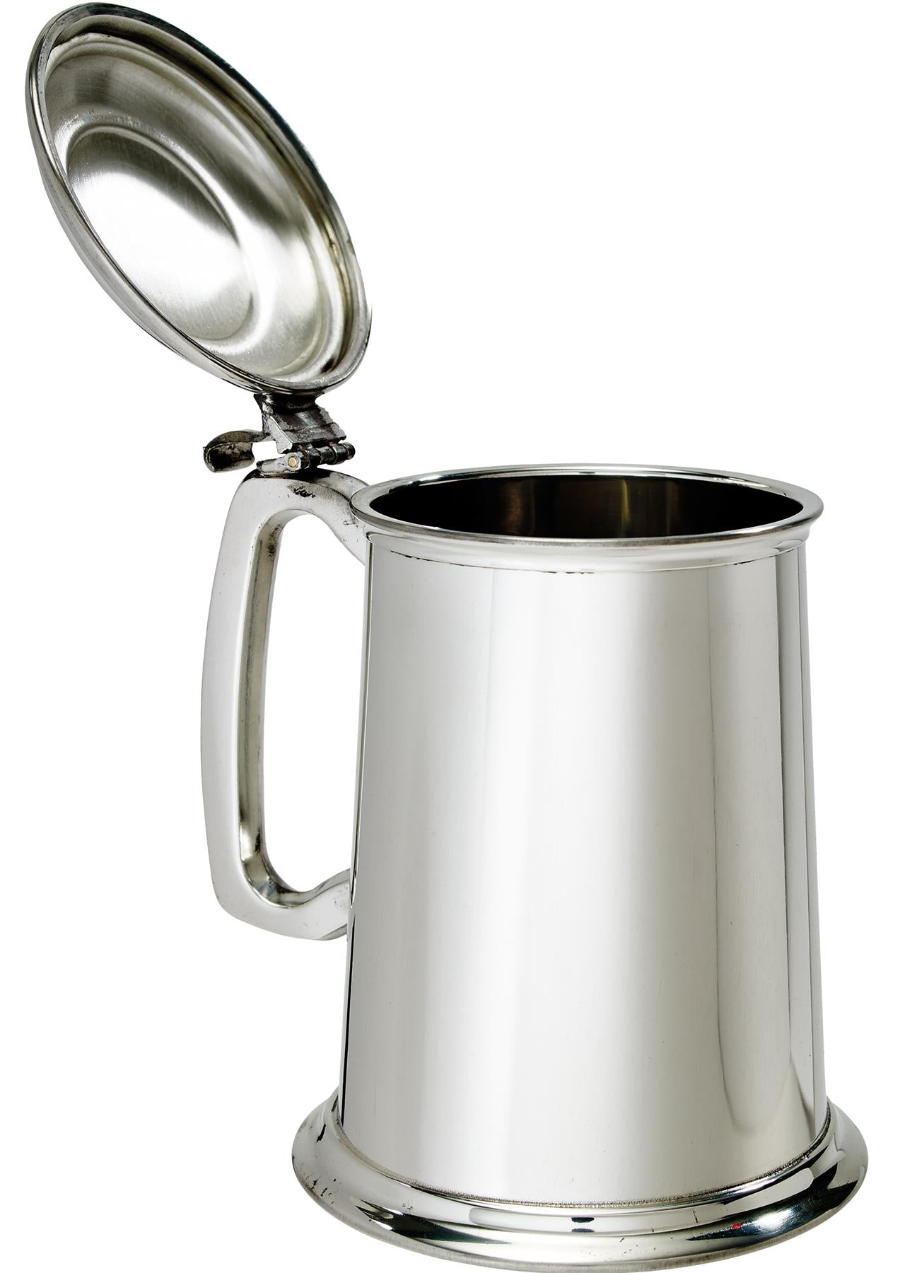 Pewter Lidded Tankard 1 Pint Polished with Touchmark Perfect for Engraving