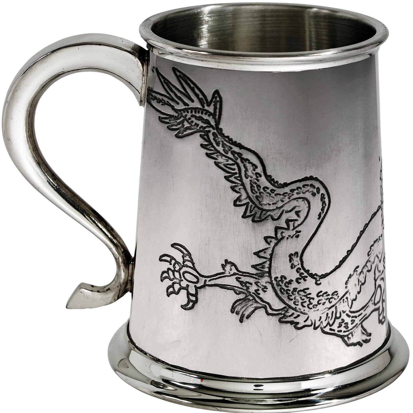 Pewter Tankard 1 Pint with Chinese Dragon and Swan Handle Perfect for Engraving