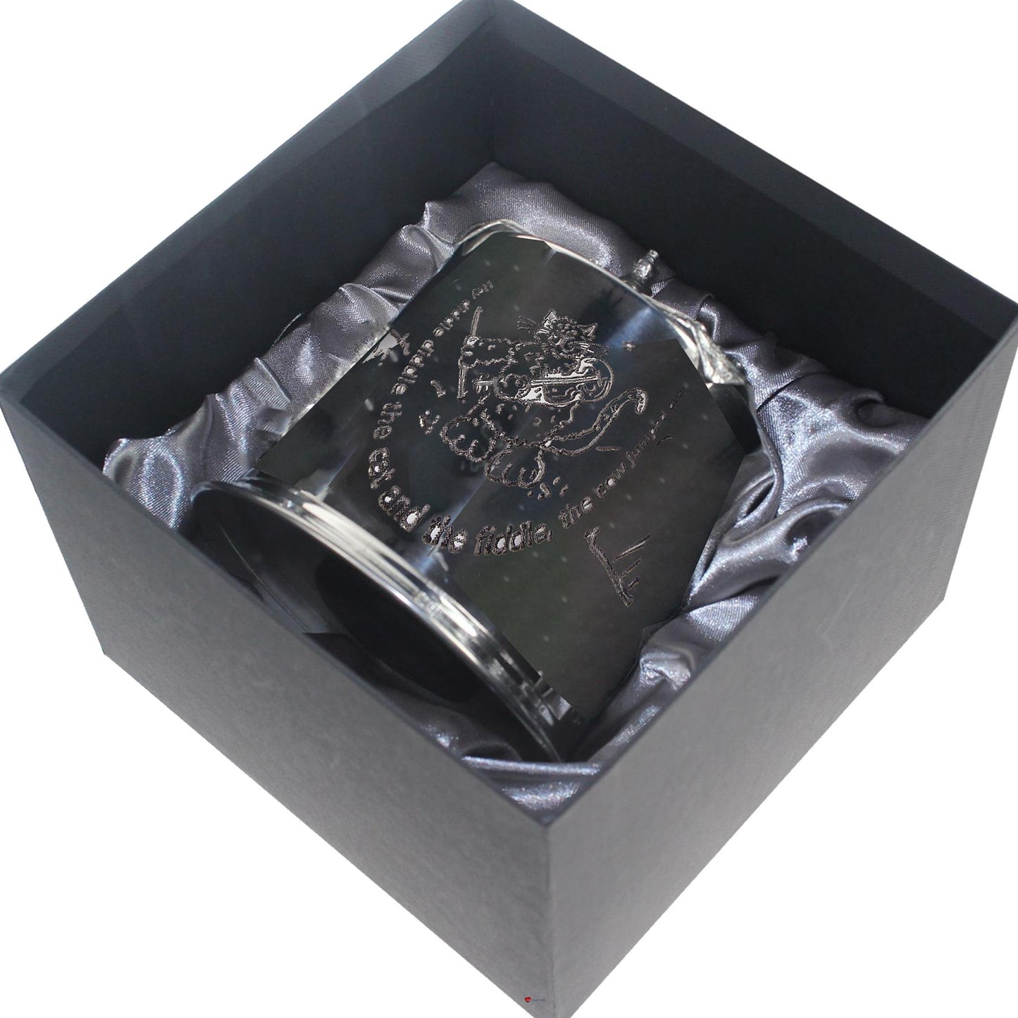 Child's Pewter Money Box Cow over the Moon Poem Embossed Around the Body