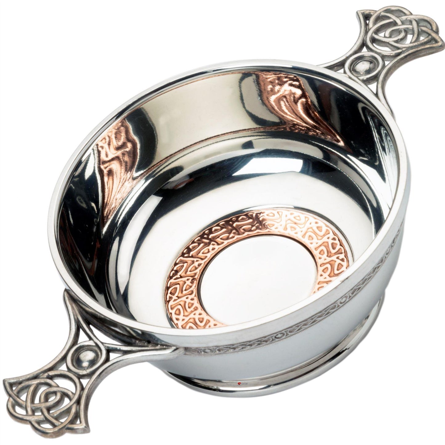 3" 4" Quaich with Scottish Celtic Design Copper Ring Insert Celtic Handle