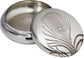 Pewter Trinket Box Embossed Single Peacock Feather Design on Lid Georgian Shaped