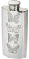 2 oz Slim Compact Pewter Spirit Flask in Butterfly Design Bright Polished Screw