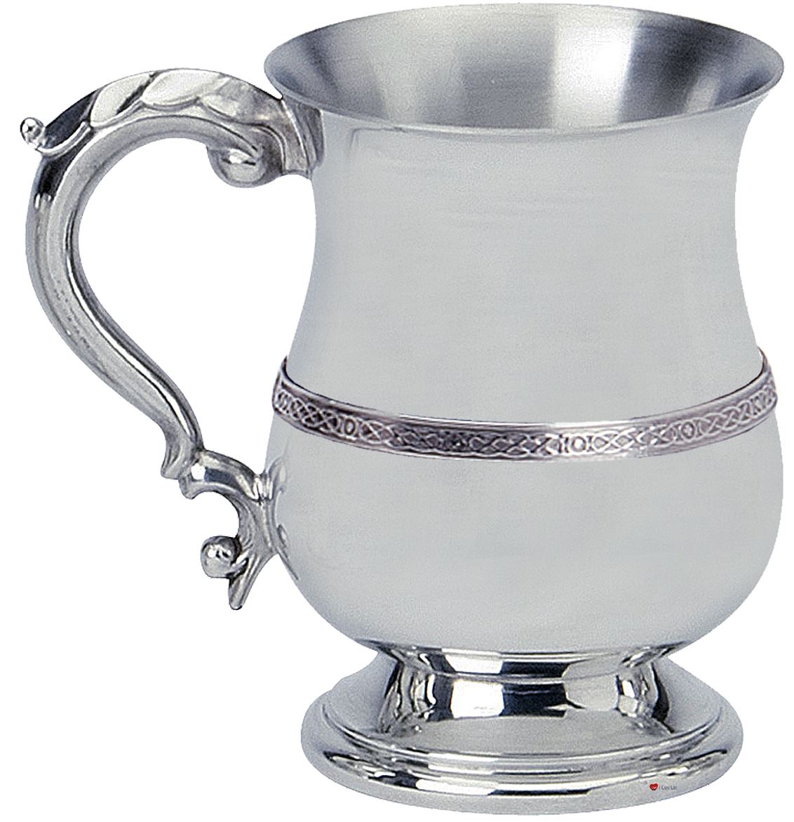 Half Pint Pewter Tankard Handmade Celtic Wire Style Polished Finish Georgian Handle