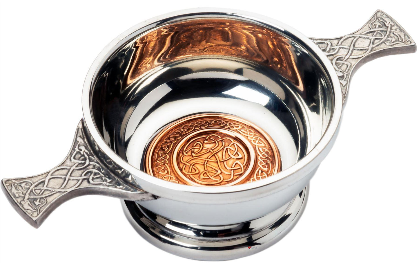 2" 4" Quaich with Scottish Celtic Design Copper Insert Celtic Design Handles