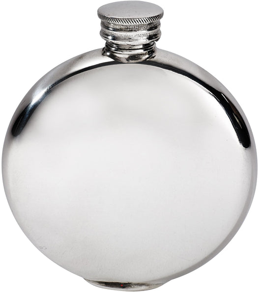 4oz Round Pewter Hip Flask in Plain Bright Polished Screw Perfect for Engraving