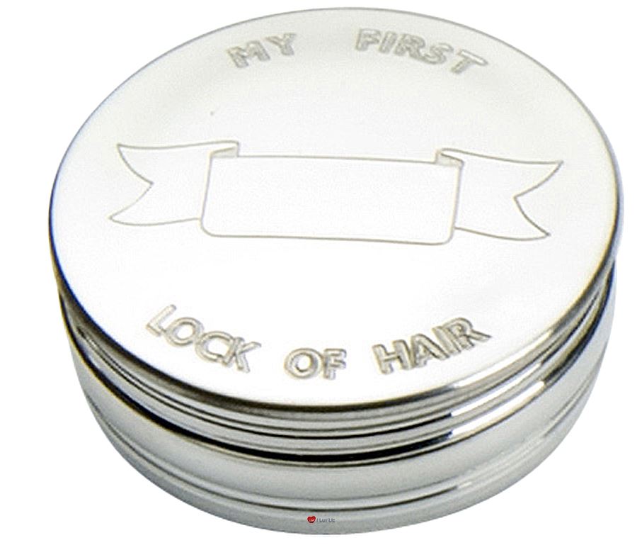 Children's Pewter 50mm First Lock of Hair Keepsake Tin Christening Gift