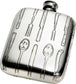 Pocket Hip Flask 4oz in Pewter Embossed with Knife, Fork and Spoon Pattern