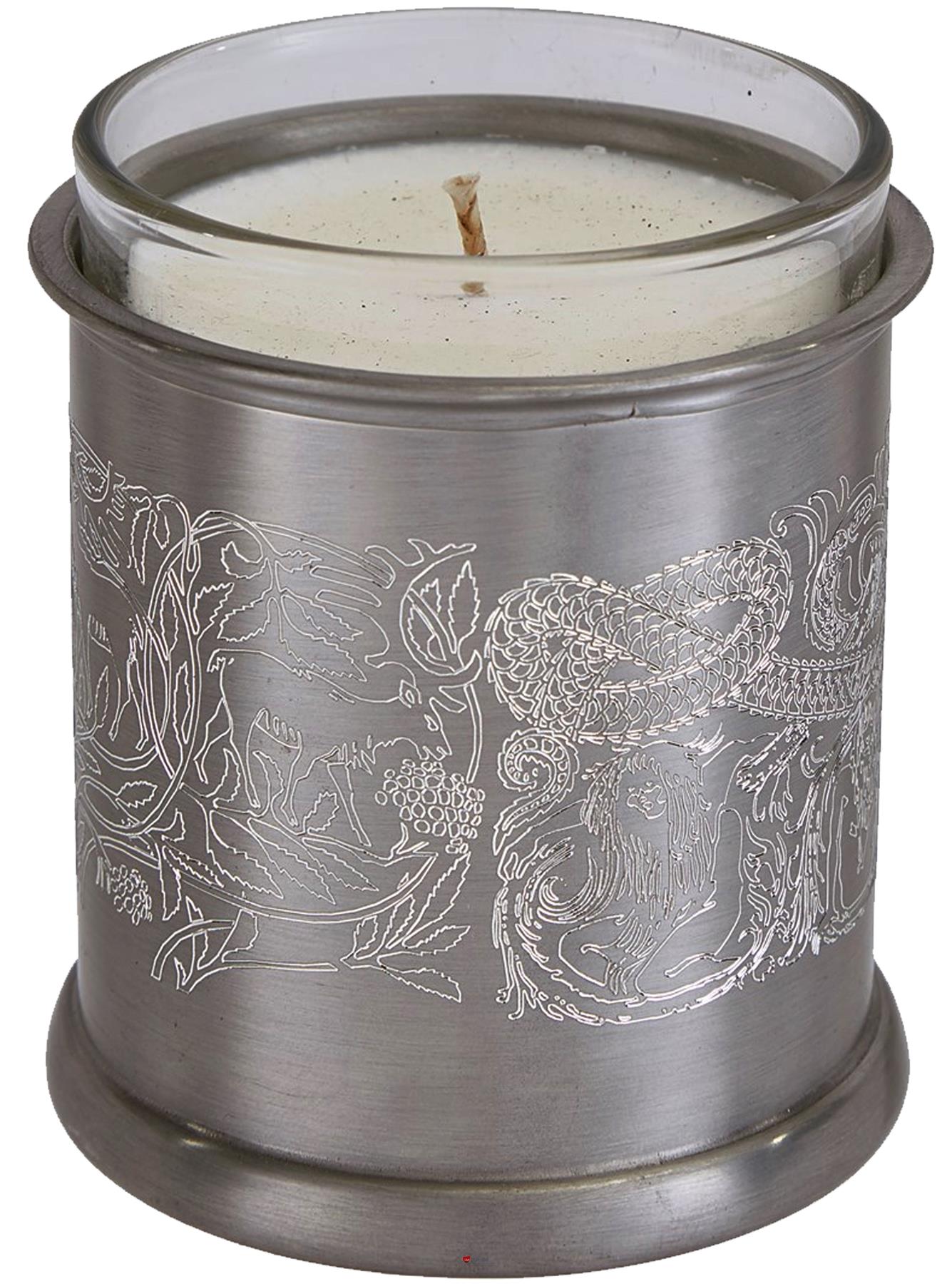 Candle Votive Holder with Viking Design Dark Antique Pewter Comes with Candle