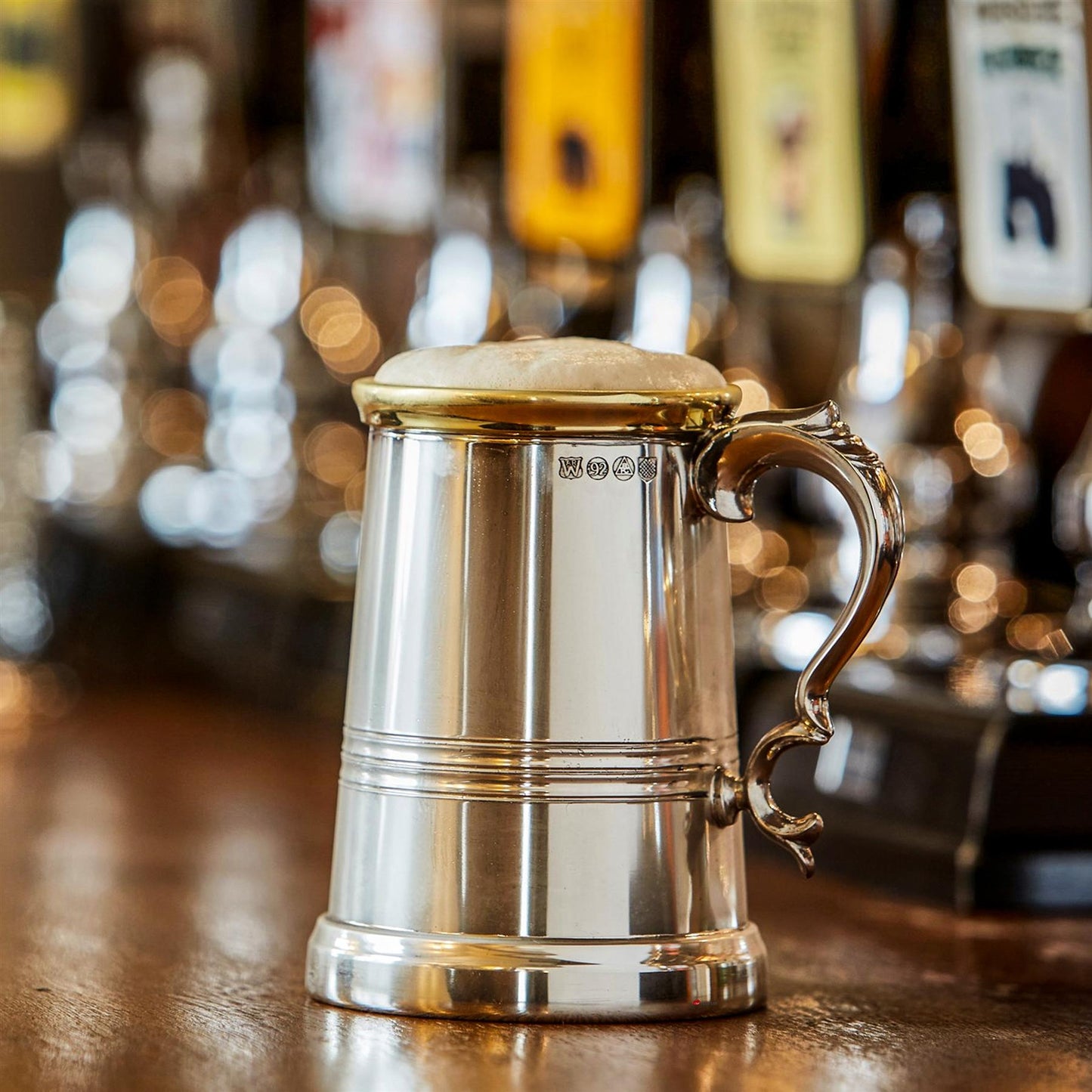 Pewter Extra Heavy Tankard 1 Pint Worcester with Brass Rim Perfect for Engraving