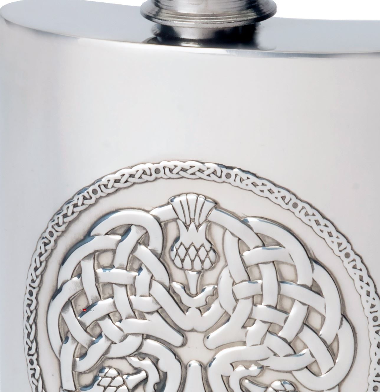 4oz Hip Flask With Celtic Thistle Embossed Design Made From High Quality Pewter