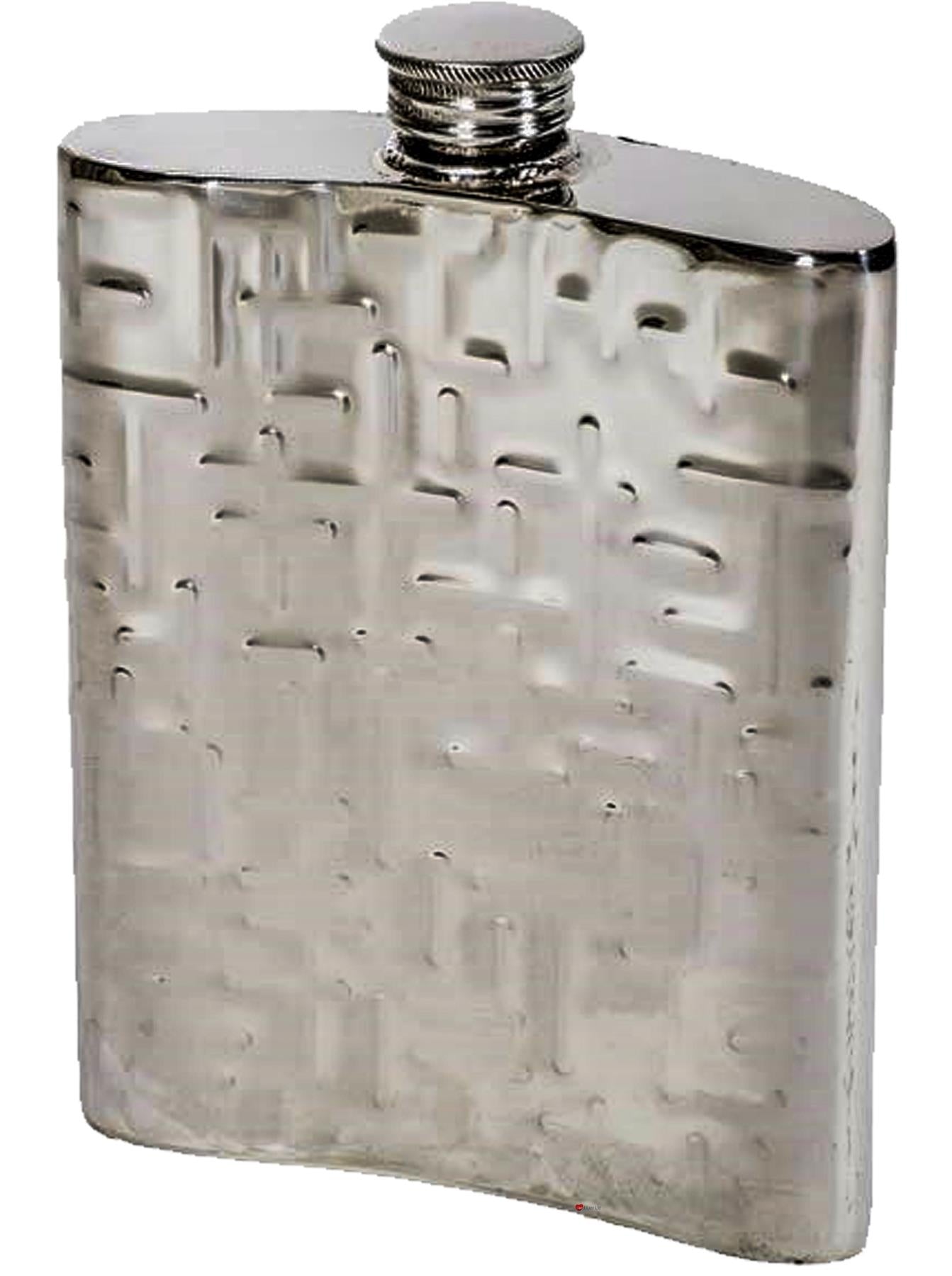 6oz Pewter Hip Flask Contemporary Metropolitan Design Bright Polished Screw Top