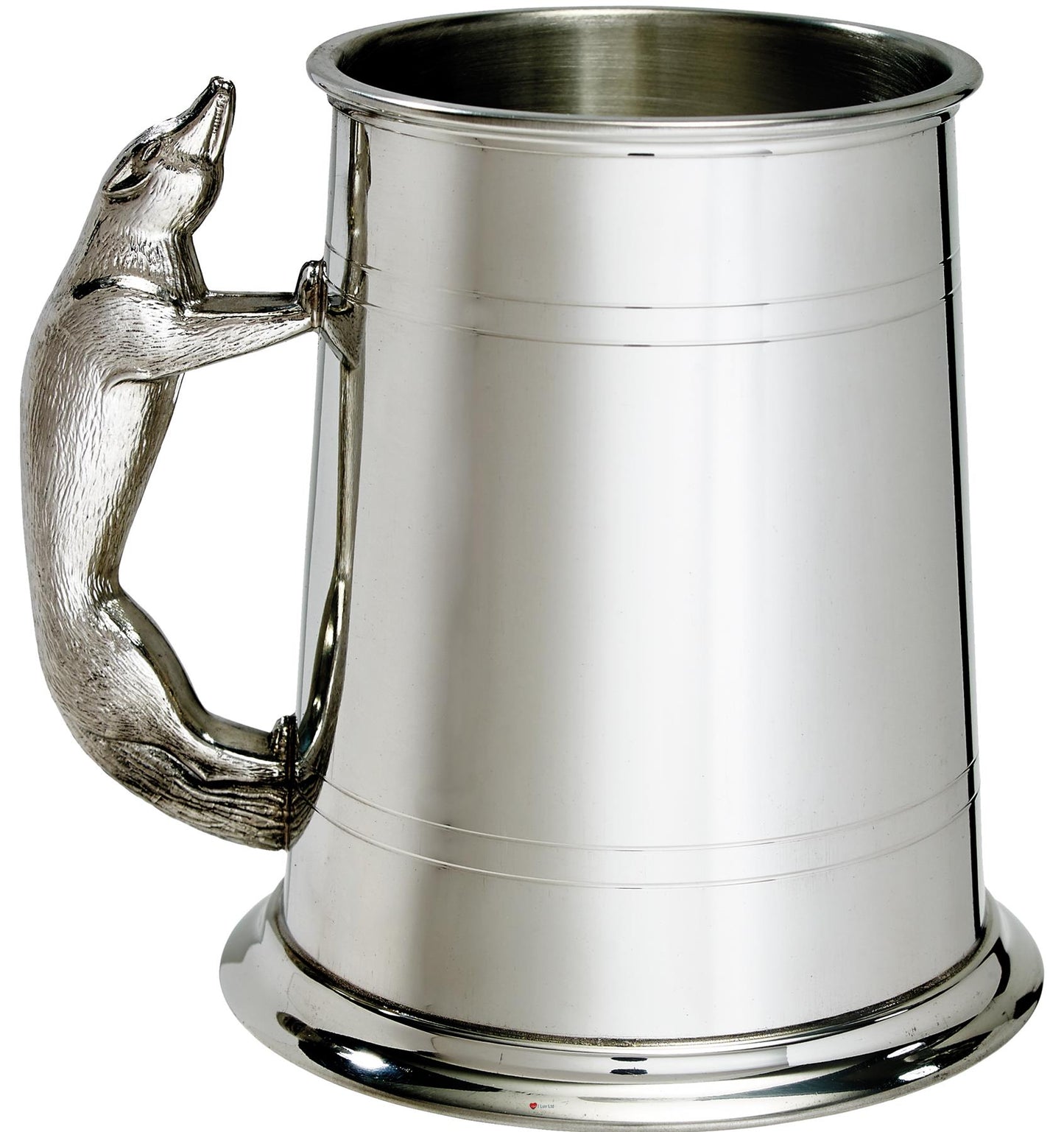 Pewter Tankard 1 Pint Plain Double Lines Fox Handle Perfect for Engraving