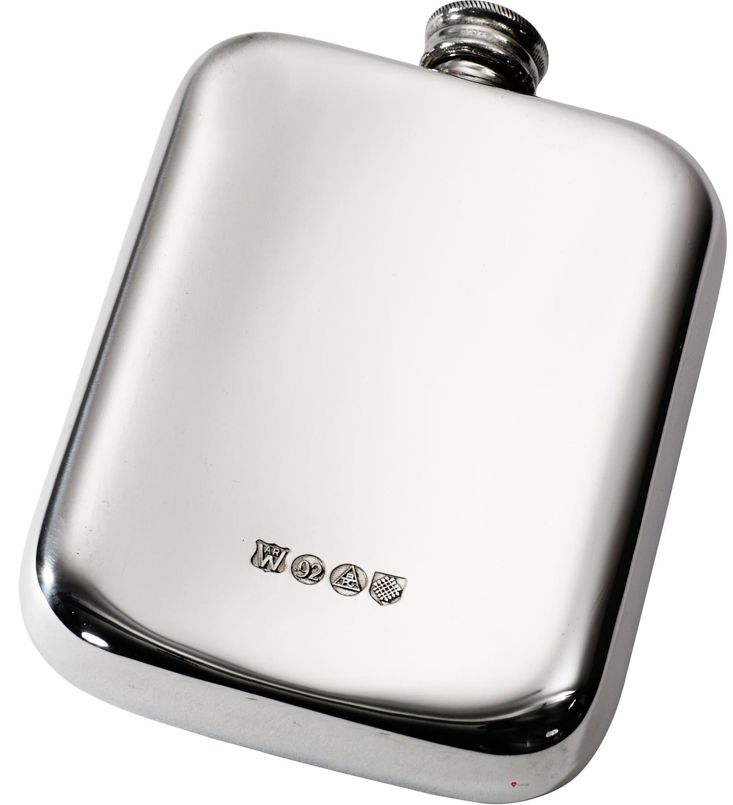 6oz Hip Flask with Skull and Heart Cluster Polished Screw Perfect for Engraving