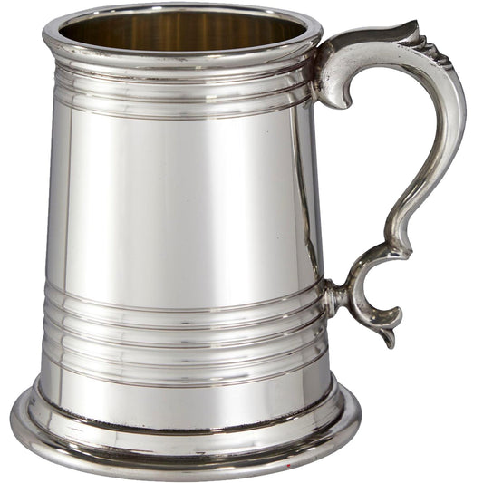 Pewter Extra Heavy Tankard 1 Pint Worcester Deeply Lined Perfect for Engraving