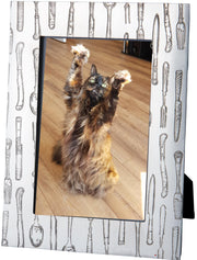 Pewter Single Photo Frame Knife Fork Spoon 6 x 4 Inch Perfect for Engraving