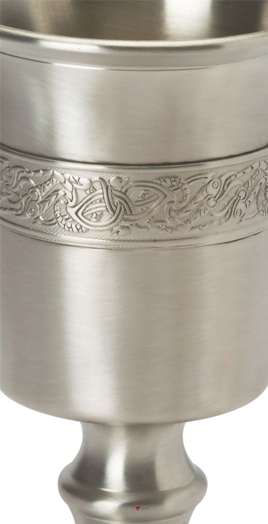 370ml Satin Finish Pewter Chalice With Celtic Dragon Design Banding Great Gift