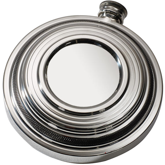 Hip Flask 3.5 oz Round Pewter Clay Shot Shaped Flask with Polished Screw