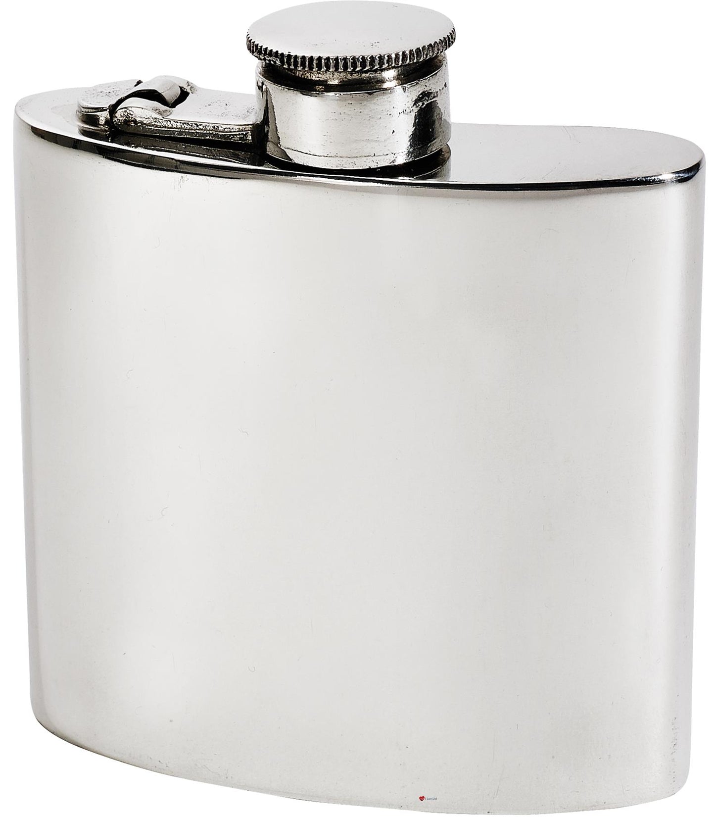 4oz Pewter Flask Kidney Shaped in Plain Polished Screw Top Perfect for Engraving